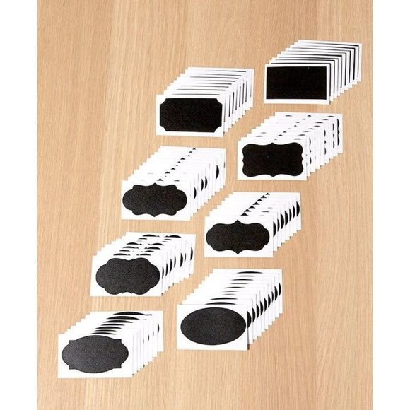 Chalkboard Labels 72-Piece Reusable Assorted Shapes Use on Jars Crafts Gifts - Picture 1 of 2